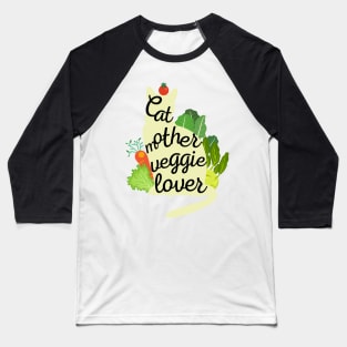 Cat Mother Veggie Lover (Green Cat Silhouette) Baseball T-Shirt